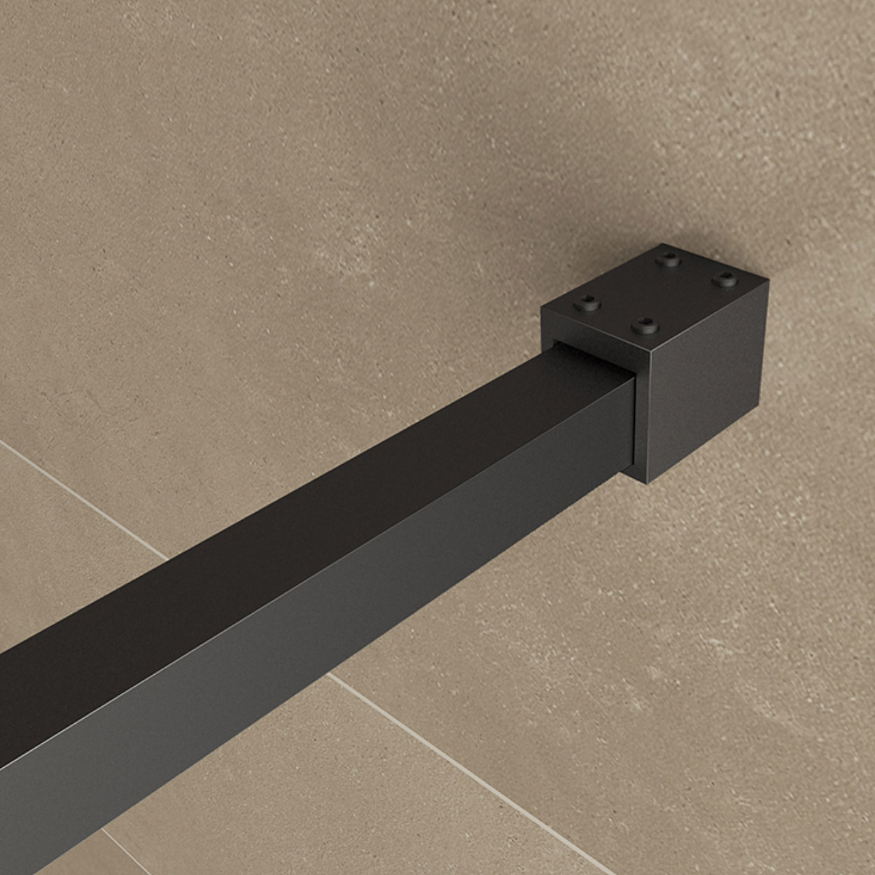 Wiesbaden Square Inloopdouche 10mm NANO Helder Glas / Mat Zwart Frame